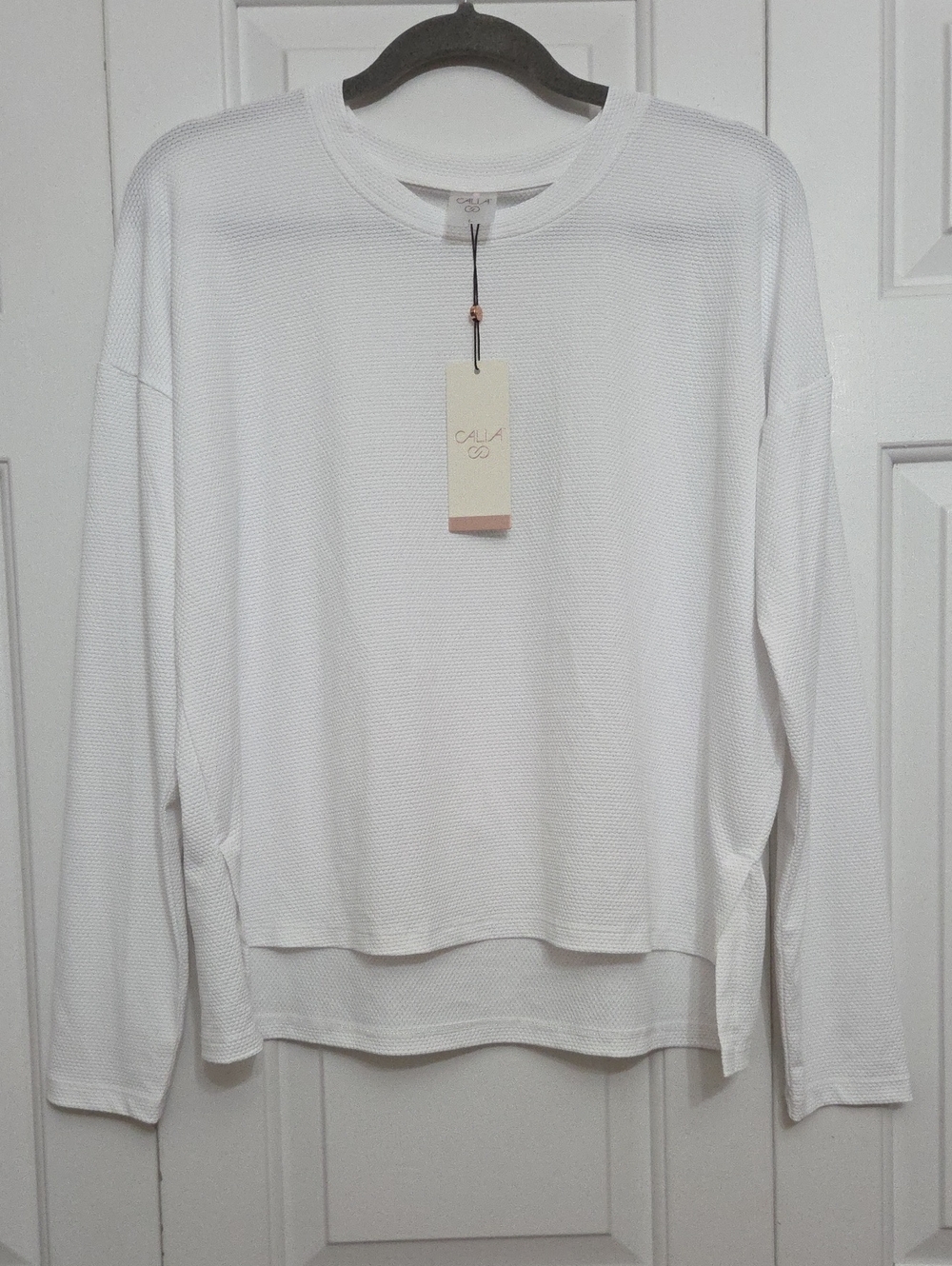 NWT Calia By Carrie Underwood Bubble Mesh Long Sleeve Pure White/ L